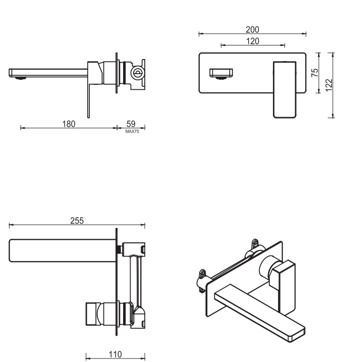 Aleko Project Wall-Spout Combo - TRIM KIT ONLY