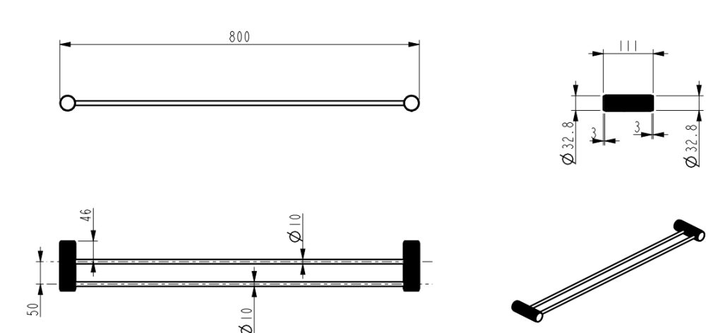 Mica Fluted Double Towel Rail