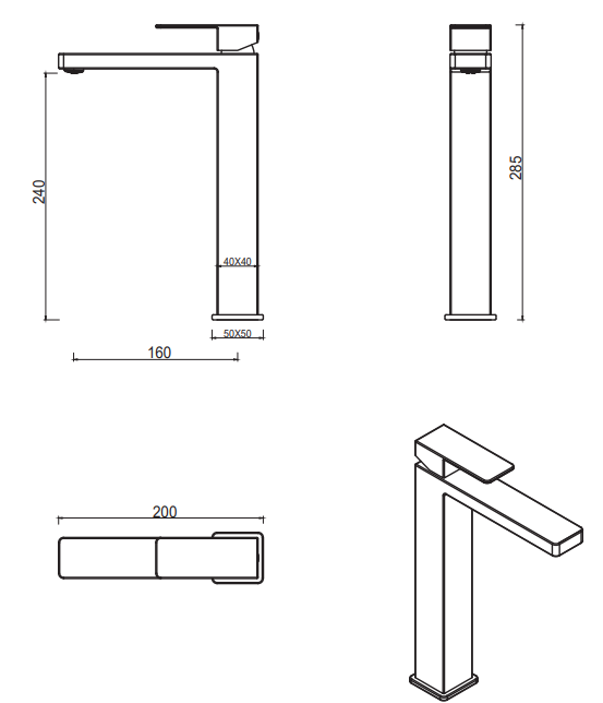 Aleko Project Tall Basin Mixer
