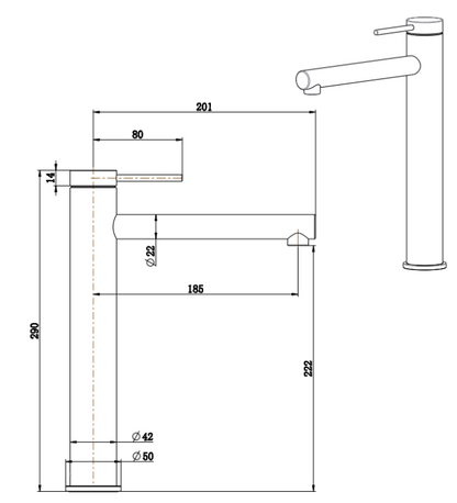Mica Tall Basin Mixer Straight