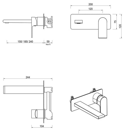 Beki Wall-Spout Combo - 1P - TRIM KIT ONLY