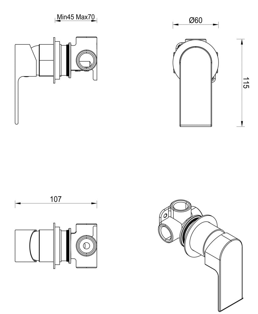 Eleniko Shower Mixer - TRIM KIT ONLY