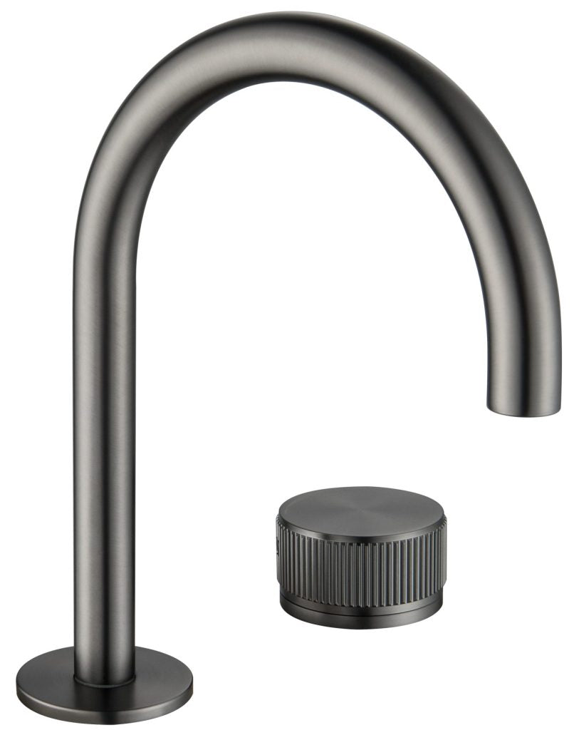 Mica Fluted Gooseneck Hob Basin Mixer Set