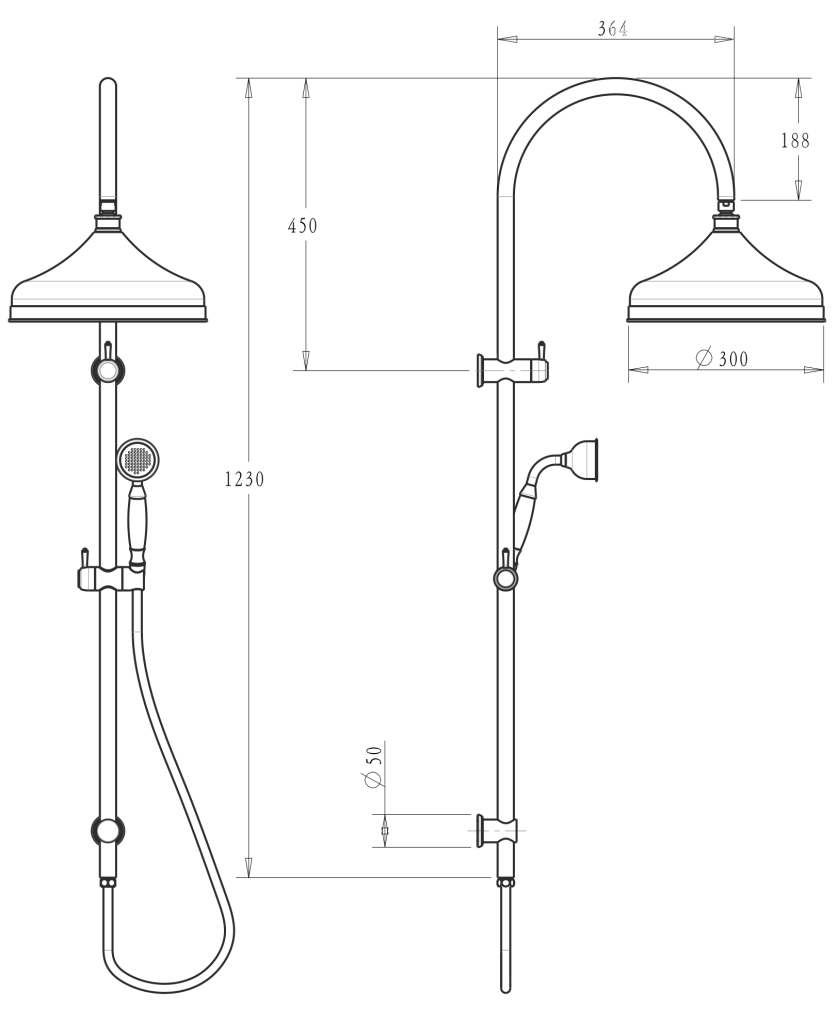 Mica Heritage Dual Shower Rail