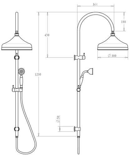 Mica Heritage Dual Shower Rail