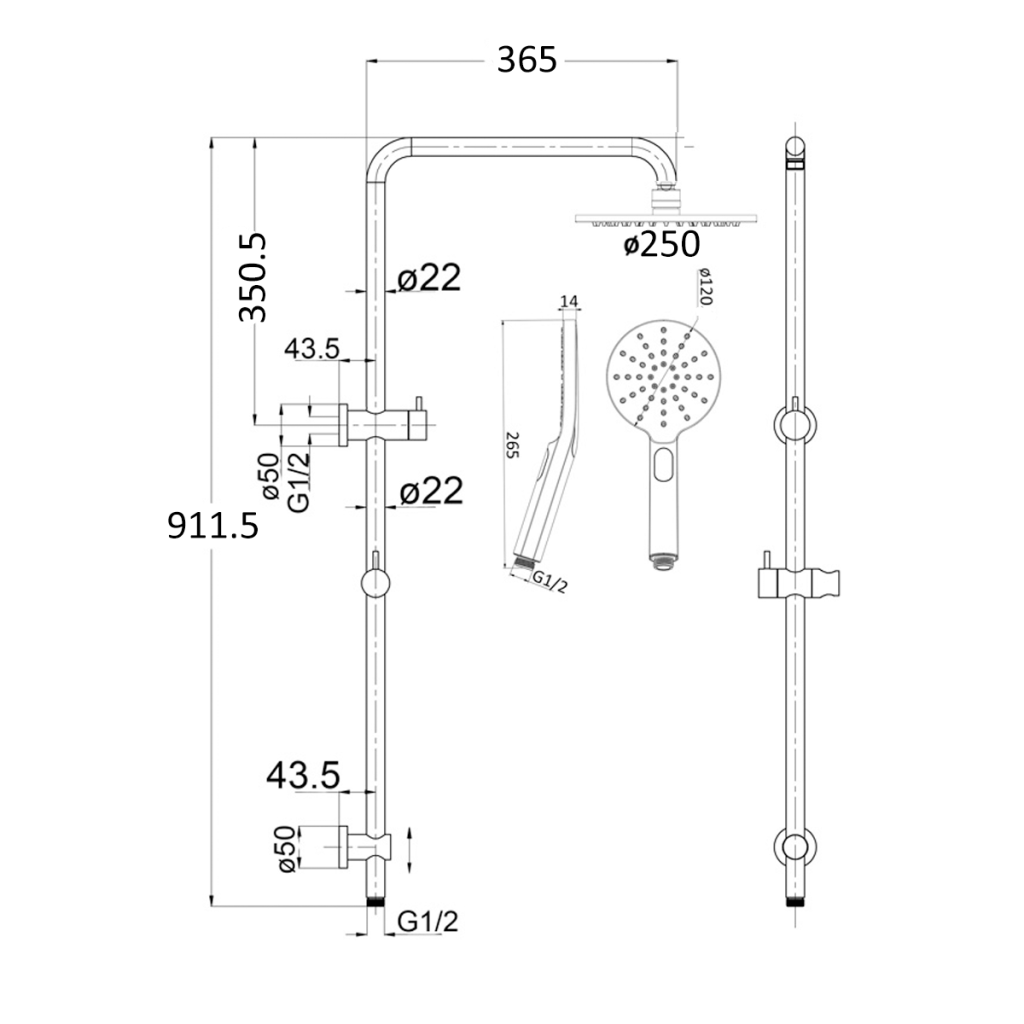 Mica Dual Shower Rail