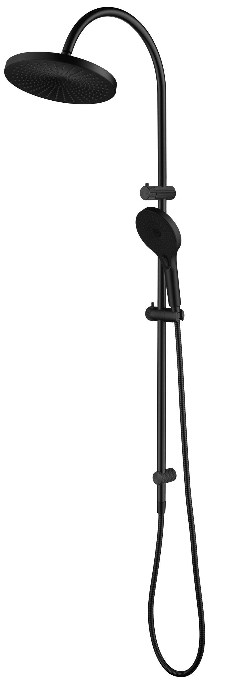Mica Fluted Gooseneck Dual Shower Rail