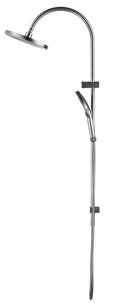 Mica Fluted Gooseneck Dual Shower Rail