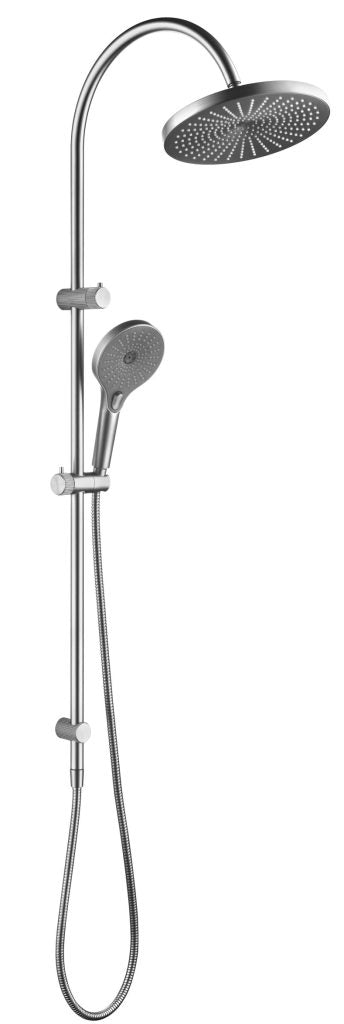 Mica Fluted Gooseneck Dual Shower Rail