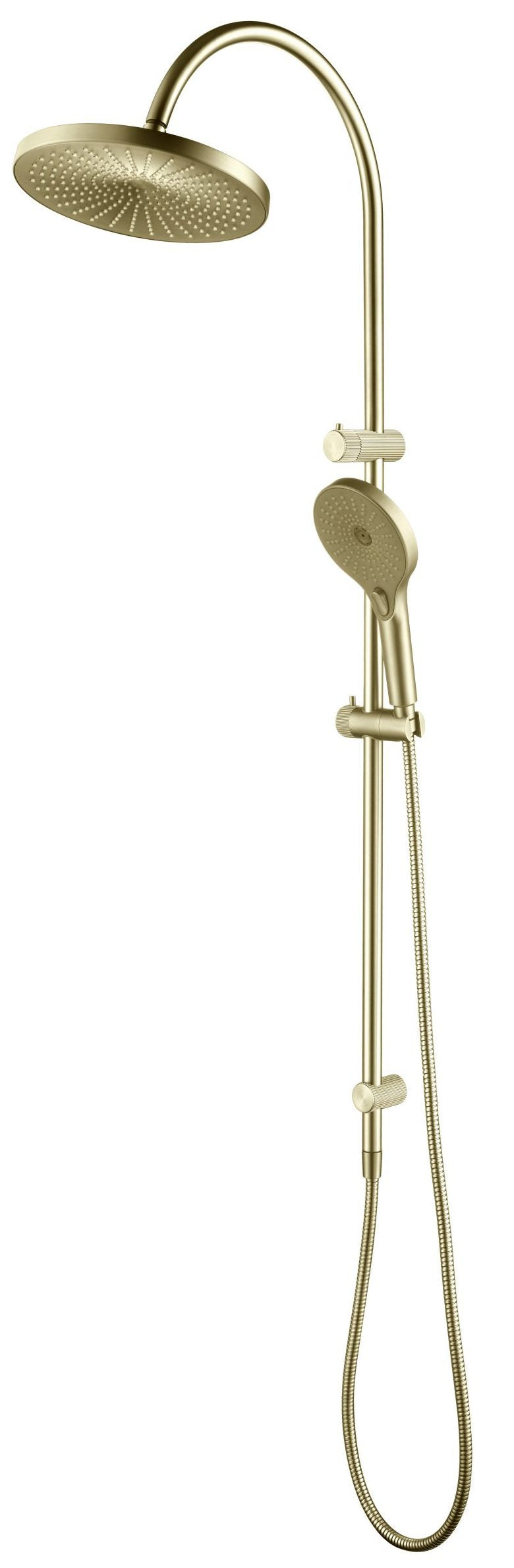 Mica Fluted Gooseneck Dual Shower Rail