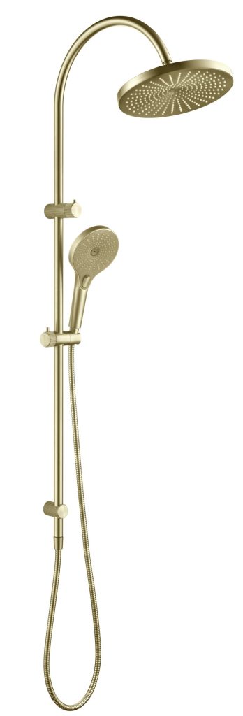 Mica Fluted Gooseneck Dual Shower Rail
