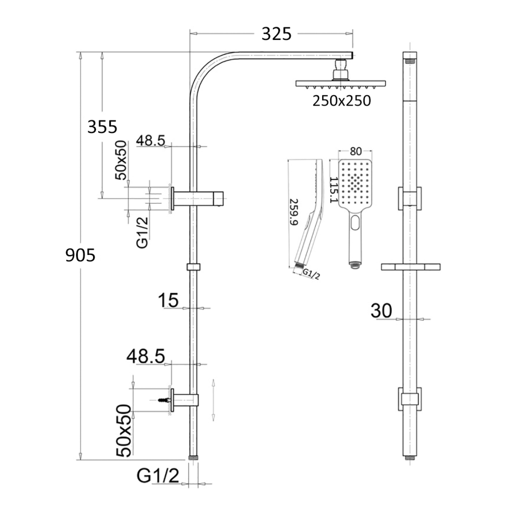 Cresta Dual Shower Rail
