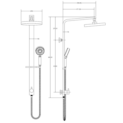 Raco Wide Shower Rail - Bottom Inlet - Round