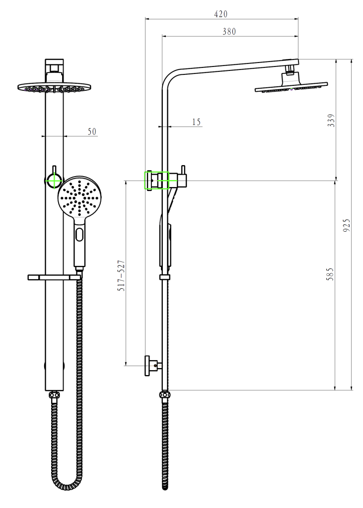 Raco Wide Shower Rail - Top Inlet - Round