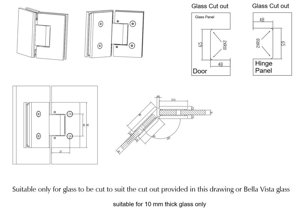 Shower Screen Hinge 135 Degrees