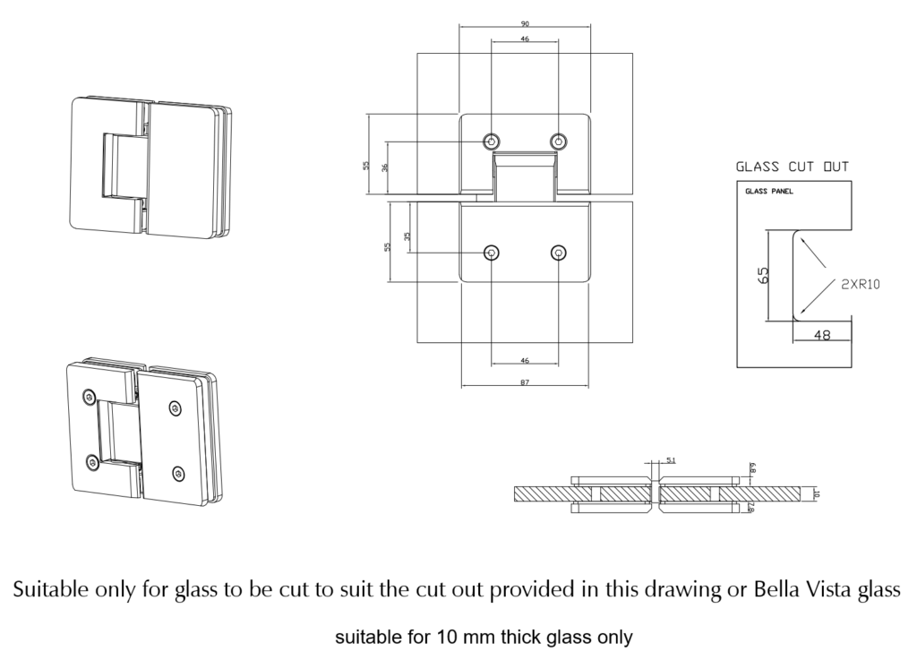 Shower Screen Hinges - Glass To Glass