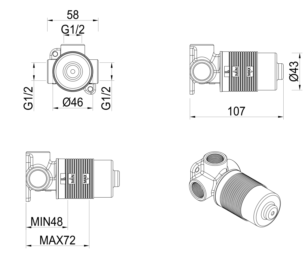 Lantra Shower Mixer - BODY ONLY