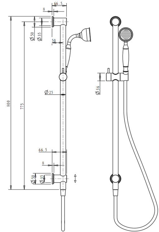 Mica Heritage Shower Rail