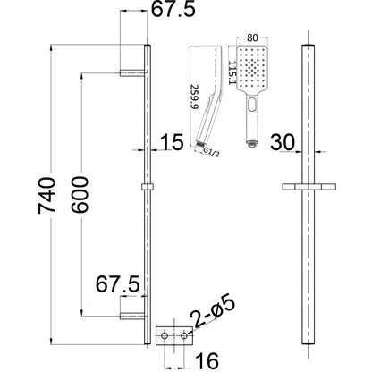 Cresta Single Shower Rail