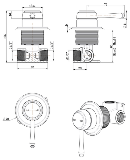 Mica Heritage Shower Mixer - TRIM KIT ONLY