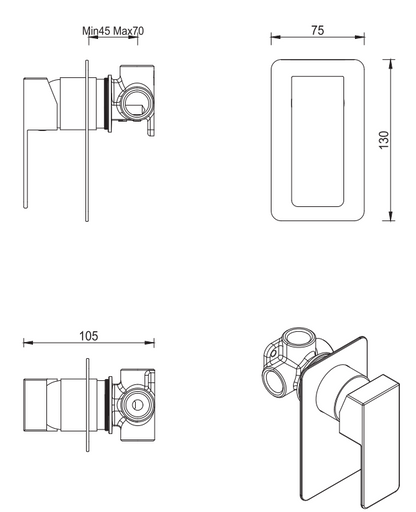 Aleko Project Shower Mixer - TRIM KIT ONLY