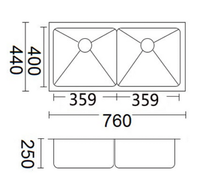 Luminare Sink 760 x 440mm - Double Bowl