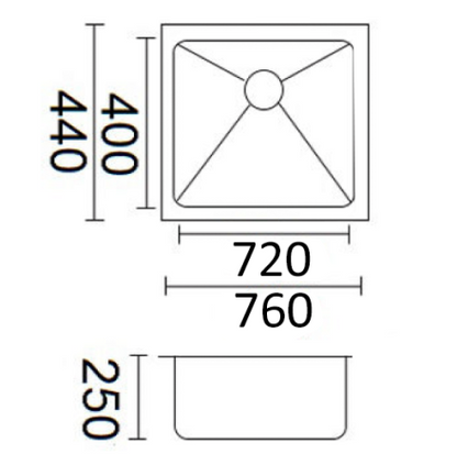Luminare Sink 760 x 440mm - Single Bowl