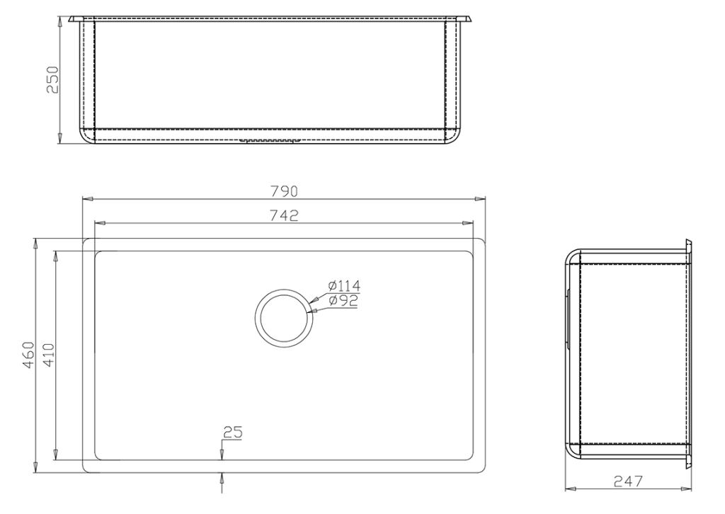 Fomos Sink 790 x 460mm - Single Bowl