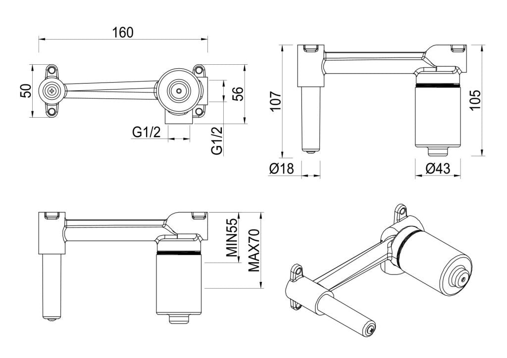 Tiago, Beki, Eleniko, Kaza - Wall-Spout Combo - BODY ONLY