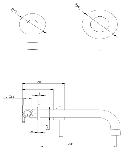 Discontinued - LVB Mica Wall-Spout Combo - Curved  Spout - 2P