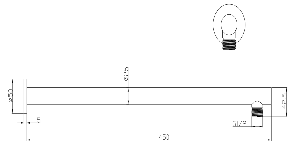 LVB Mica Wall Shower Arm - 450mm - Straight